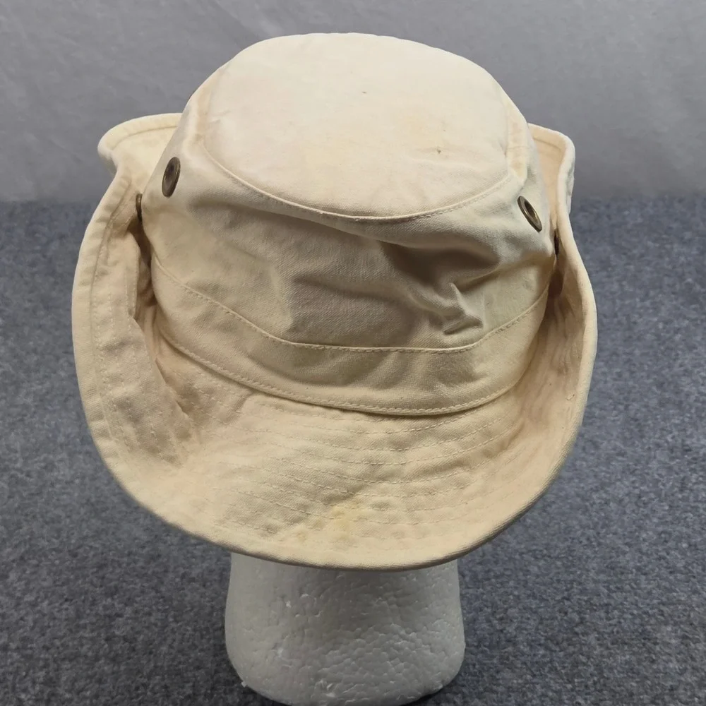Vintage Tilley Boonie Hat Cream Canvas Snap Up 7 3/8 Brim Safari Sun Bucket Hat